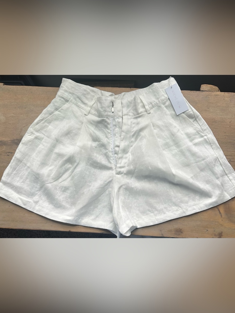 KREWE White Linen Pleat-Front Women’s Shorts